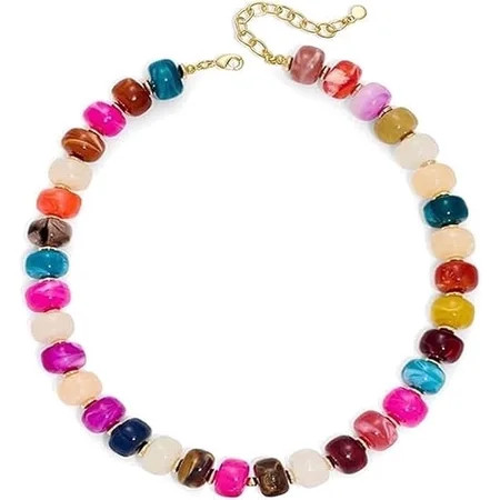 Beaded Necklace for Women Boho Resin Chunky Necklace for Women Minimalistic Modern Statement Necklace Big Bead Necklace Fashion Trendy Summer Necklaces Jewelry Gifts（Colorful-Beaded） | Walmart (US)