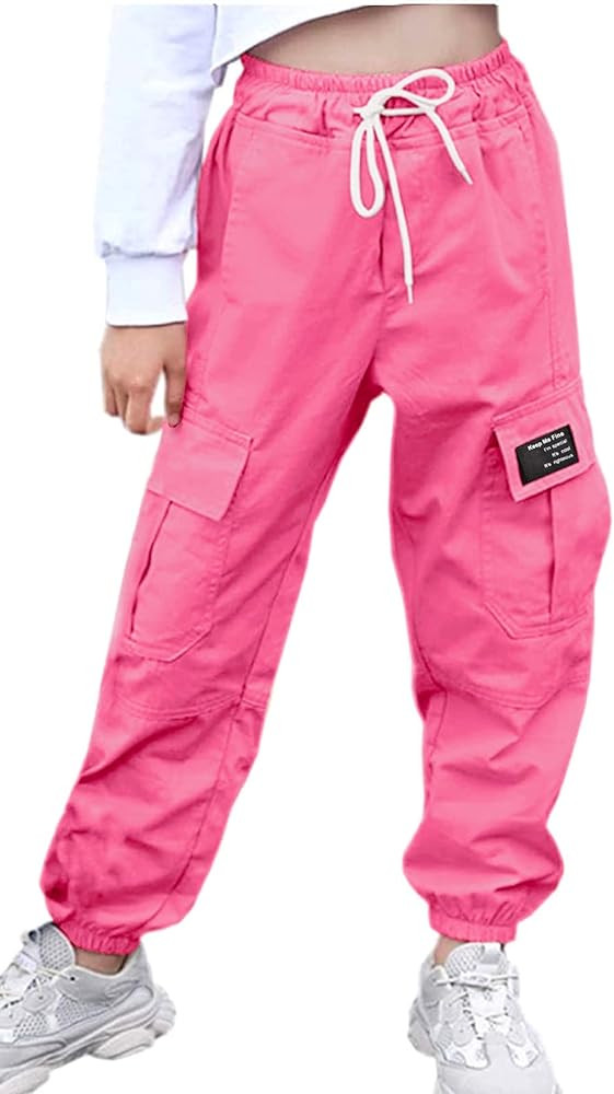 AOWKULAE Girls & Women‘s Casual Cargo Jogger Pants, 6 Years - Women 3XL | Amazon (US)