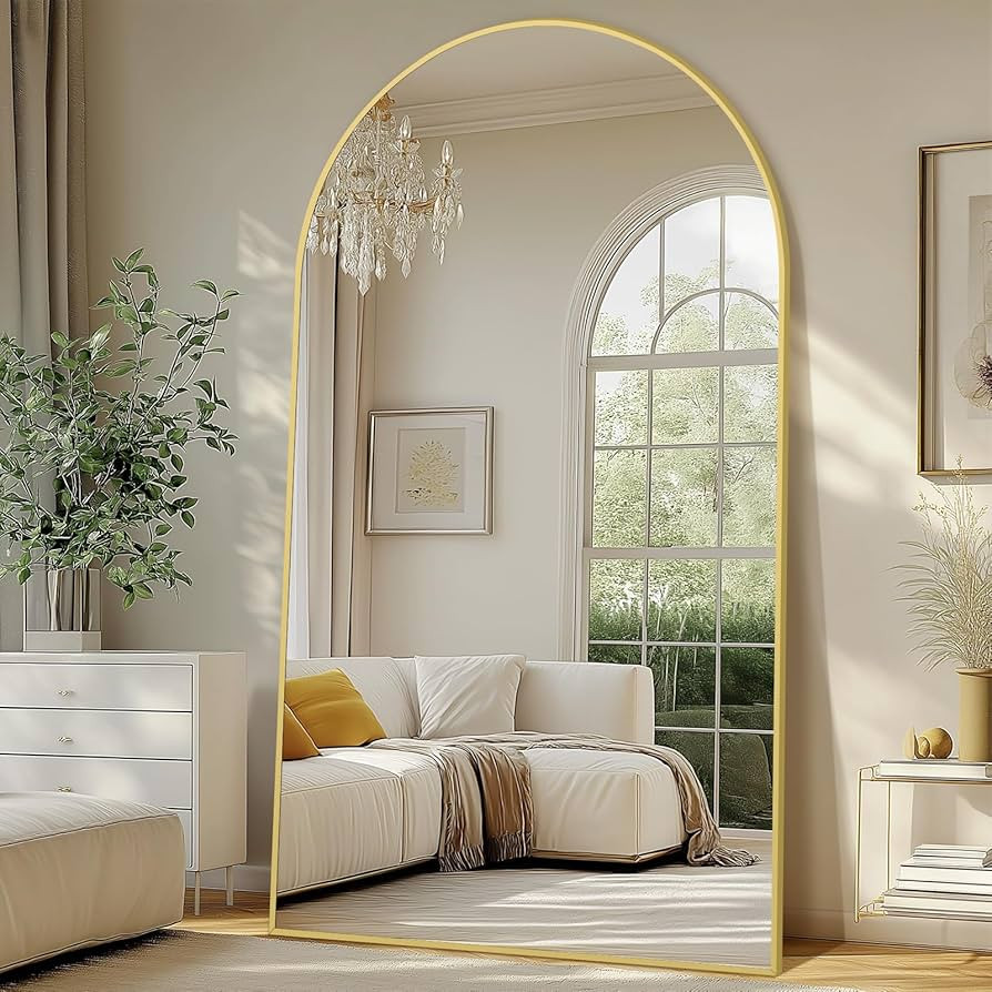 Oversized Floor Mirror Full Length 82"X44", Extra Large Arched Full Length Mirror with Stand, Tem... | Amazon (US)