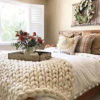 Chunky Knit Blanket,Arm knit blanket, Merino wool blanket, Giant knit Throw | Etsy (US)