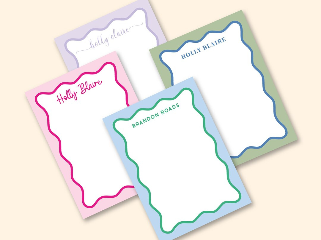 Wavy Notepads Personalized Stationery With Custom Name - Etsy | Etsy (US)