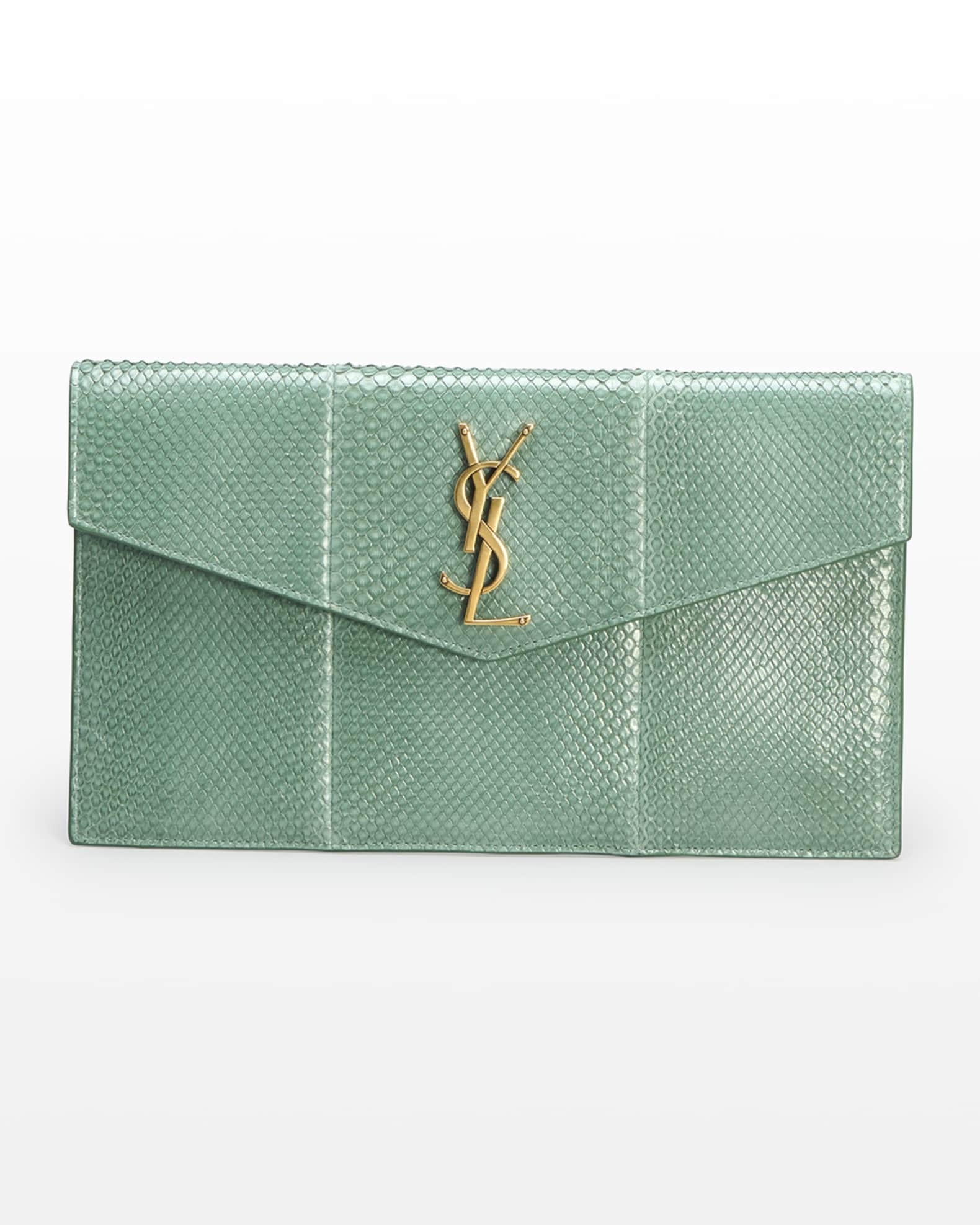 Saint Laurent Uptown YSL Python Pouch Clutch Bag | Neiman Marcus