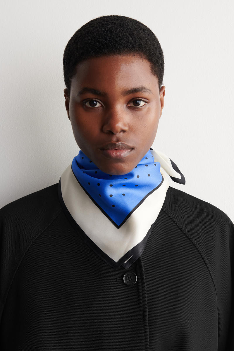 COS Women's Polkadot Scarf in Blue | Silk | Size: 100 | COS (AU)
