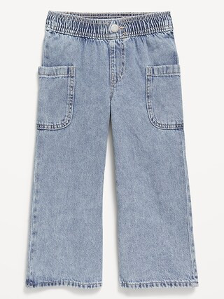 Pull-On Baggy Wide-Leg Cargo Jeans for Toddler Girls | Old Navy (US)