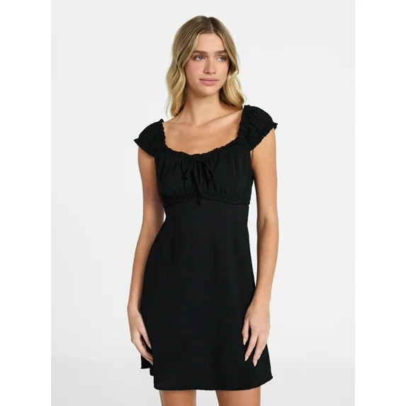 No Boundaries Fit and Flare Mini Dress with Short Sleeves, Women's XXS-XXL | Walmart (US)