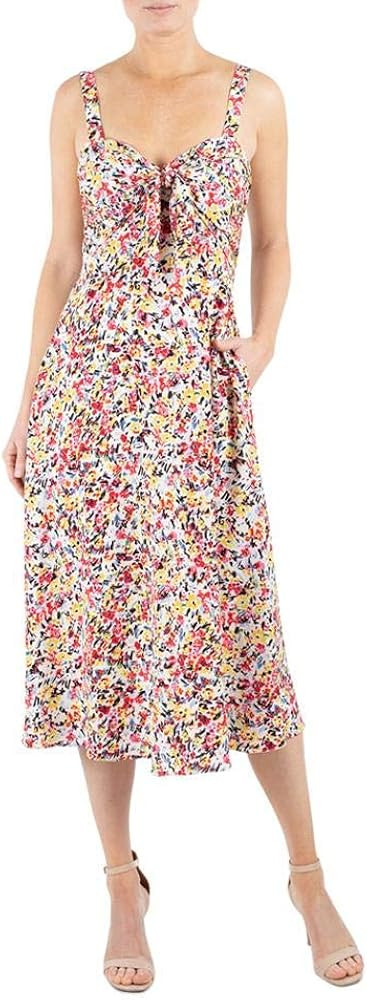Julia Jordan Women's Floral Print Front Tie Sweatheart Sleeveless Midi Dress | Amazon (US)