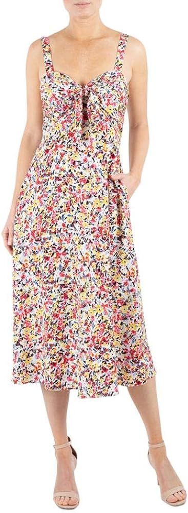 Julia Jordan Women's Floral Print Front Tie Sweatheart Sleeveless Midi Dress | Amazon (US)