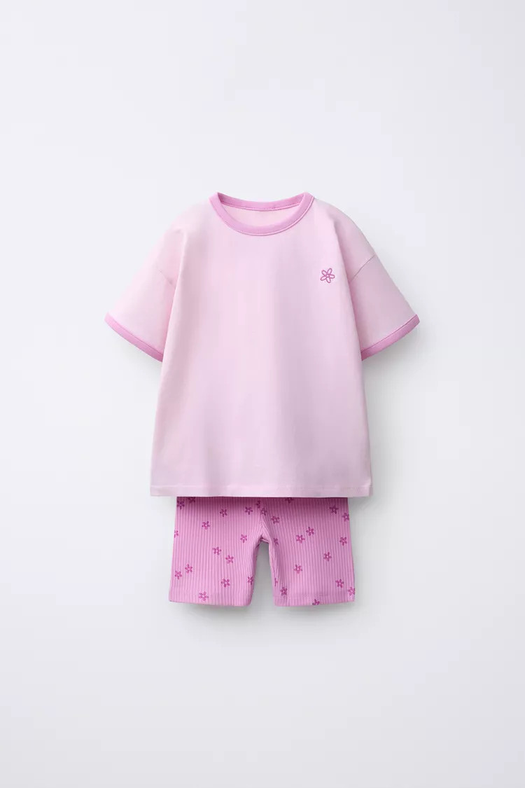 FLORAL CYCLING SHORTS AND T-SHIRT SET | Zara US