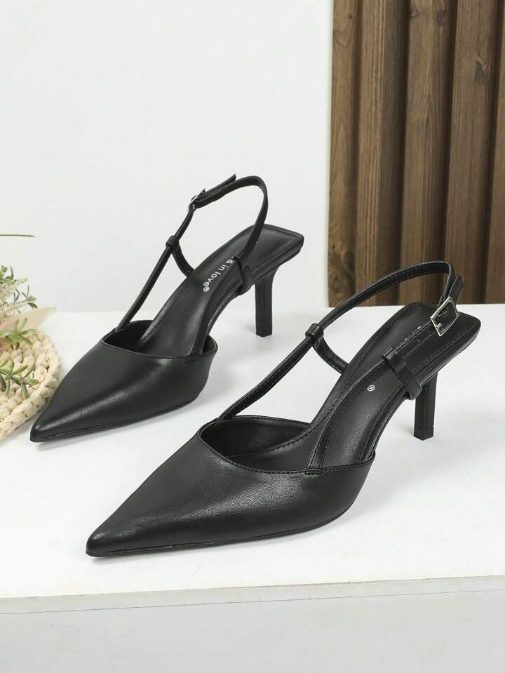 Elegant Slingback Pumps For Women, Black Stiletto Heeled Pumps | SHEIN