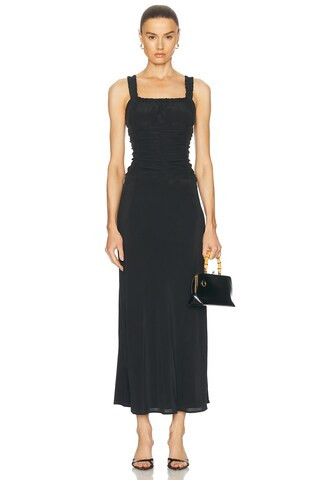 Staud Nic Silk Maxi Dress in Black | FWRD | FWRD 