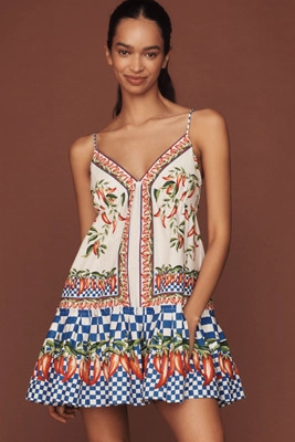 Farm Rio Ainika Cotton Sleeveless V-Neck Mini Dress | Anthropologie (US)