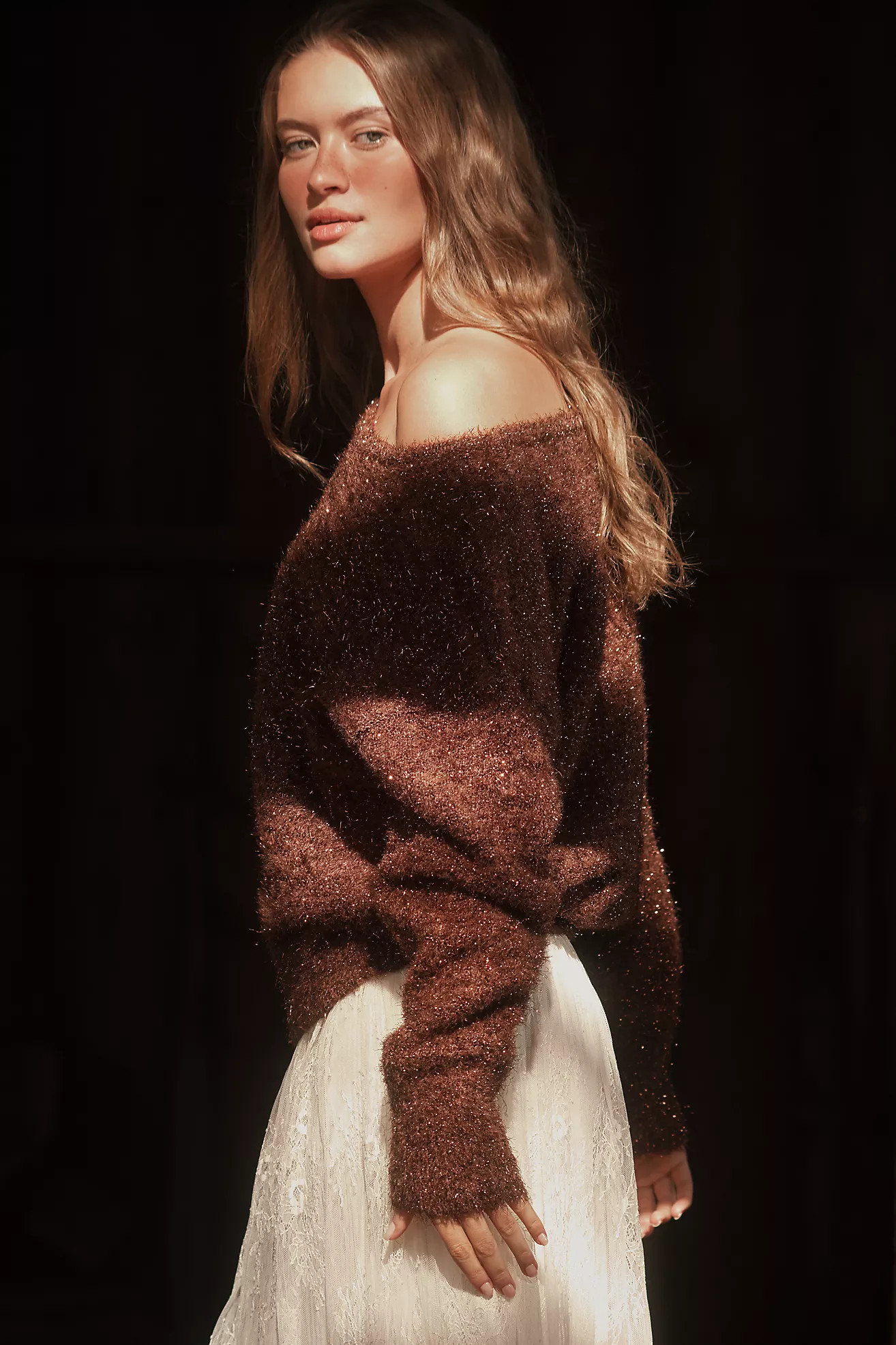 By Anthropologie Long-Sleeve Boatneck Tinsel Sweater | Anthropologie (US)