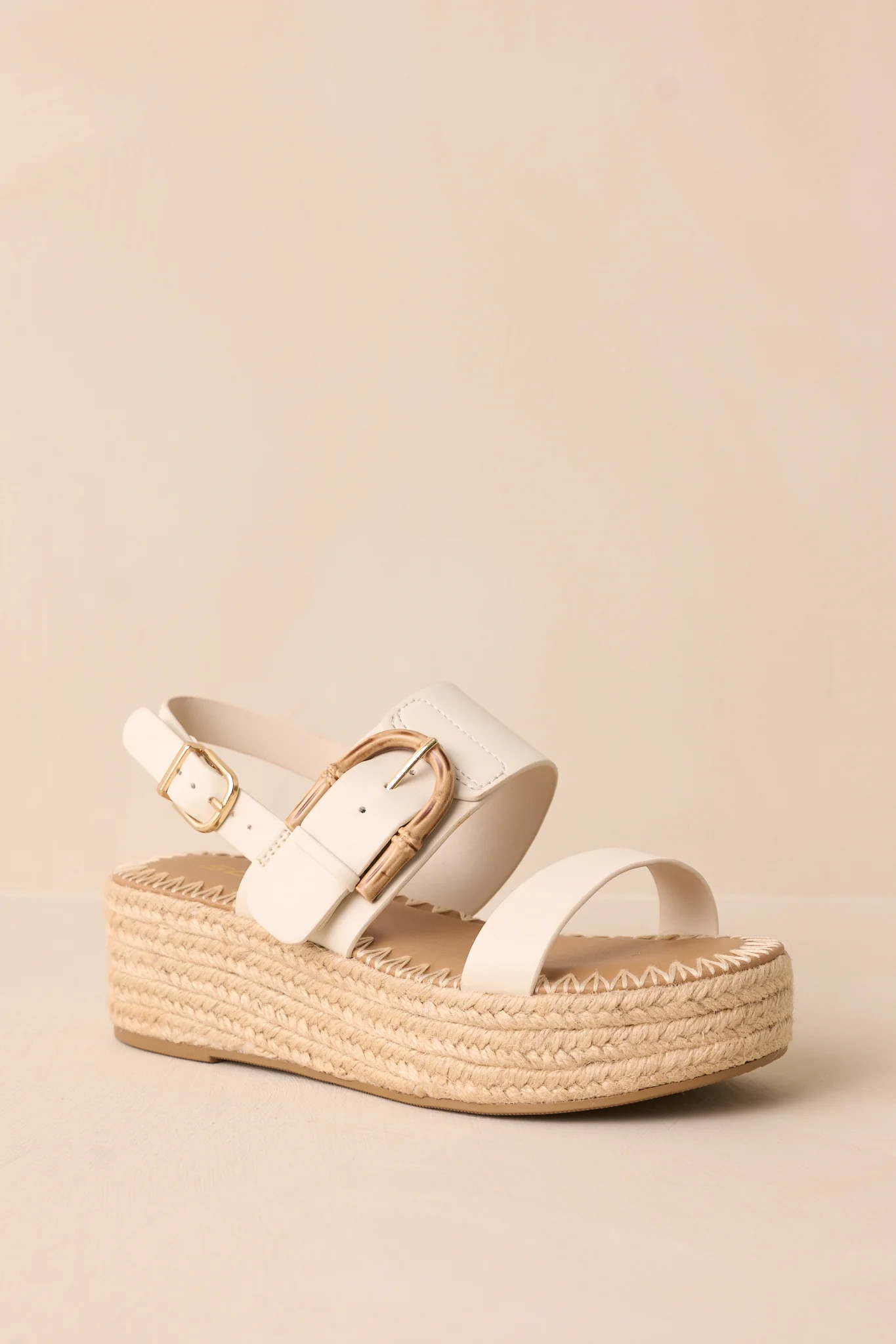Warm Breeze Ivory Espadrille Platform Sandals | Red Dress