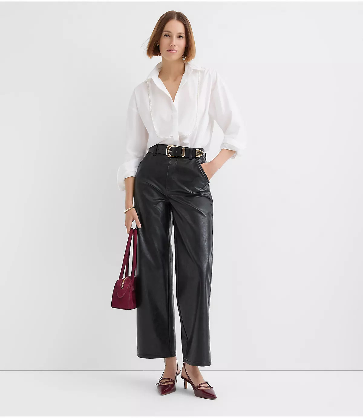 Straight Pants in Faux Leather | LOFT