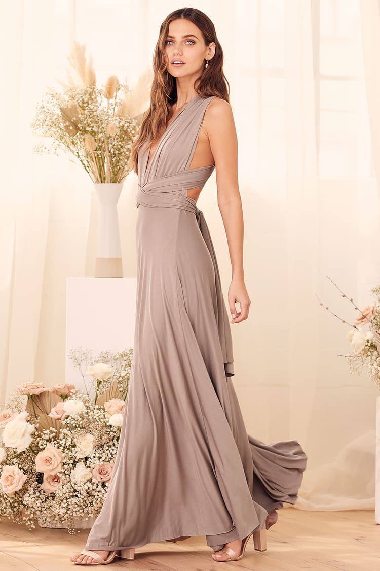 Tricks of the Trade Taupe Convertible Maxi Dress | Lulus