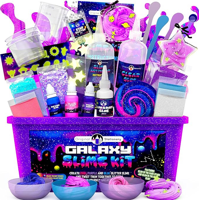Original Stationery Galaxy Slime Kit - Small, Multicolor, Box - Make Your Own Slime with Glow-in-... | Amazon (US)