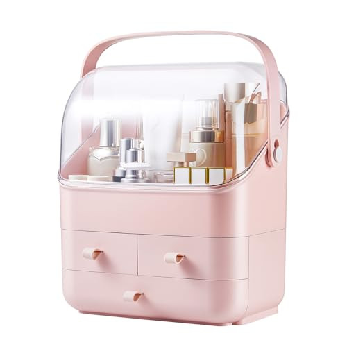 SUNFICON Preppy Skincare Organizers Pink Makeup Organizer Holder Beauty Cosmetic Storage Box Larg... | Amazon (US)