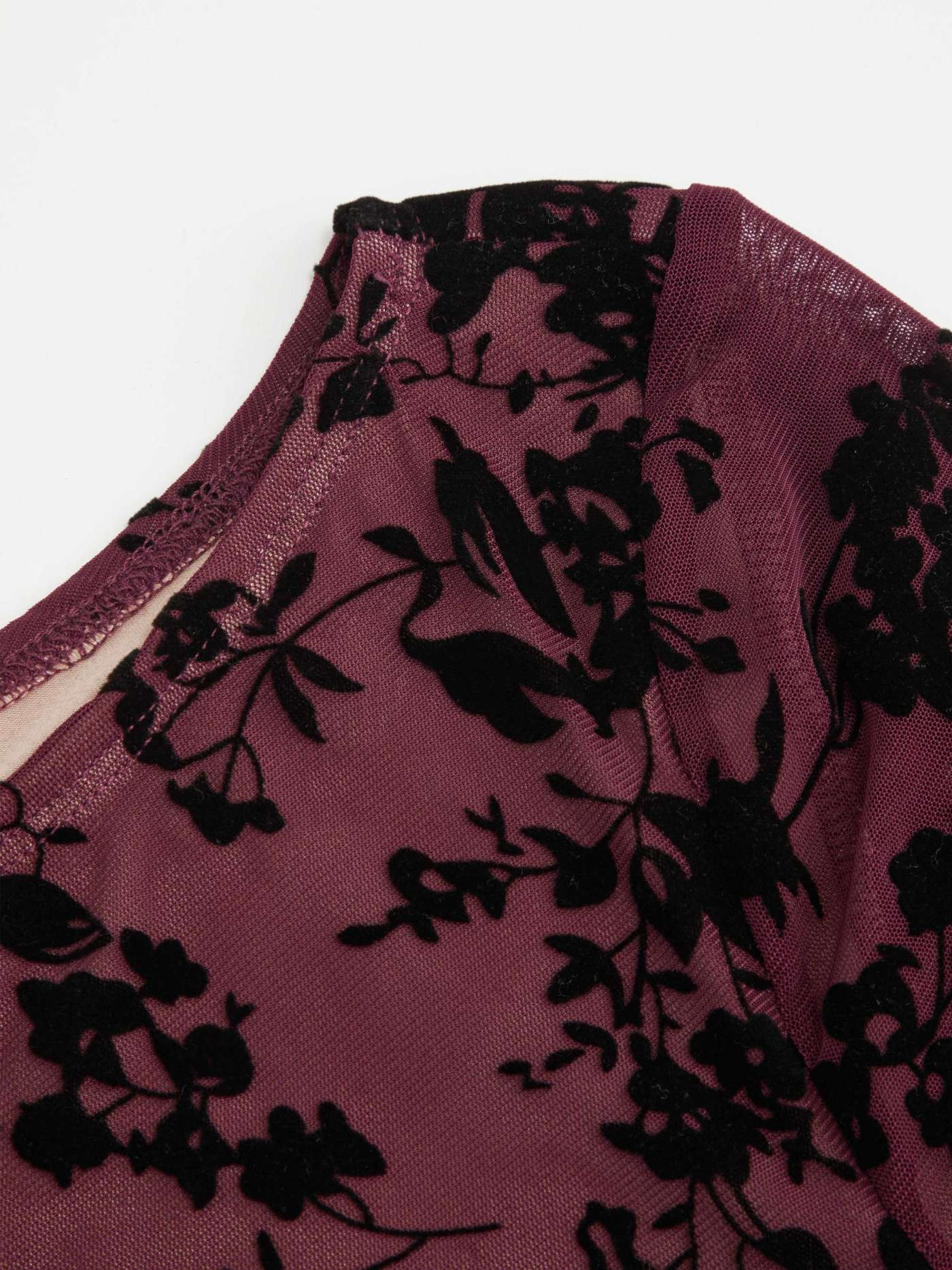 Mesh Boat Neck Floral Ruched Long Sleeve Maxi Dress... | Cider