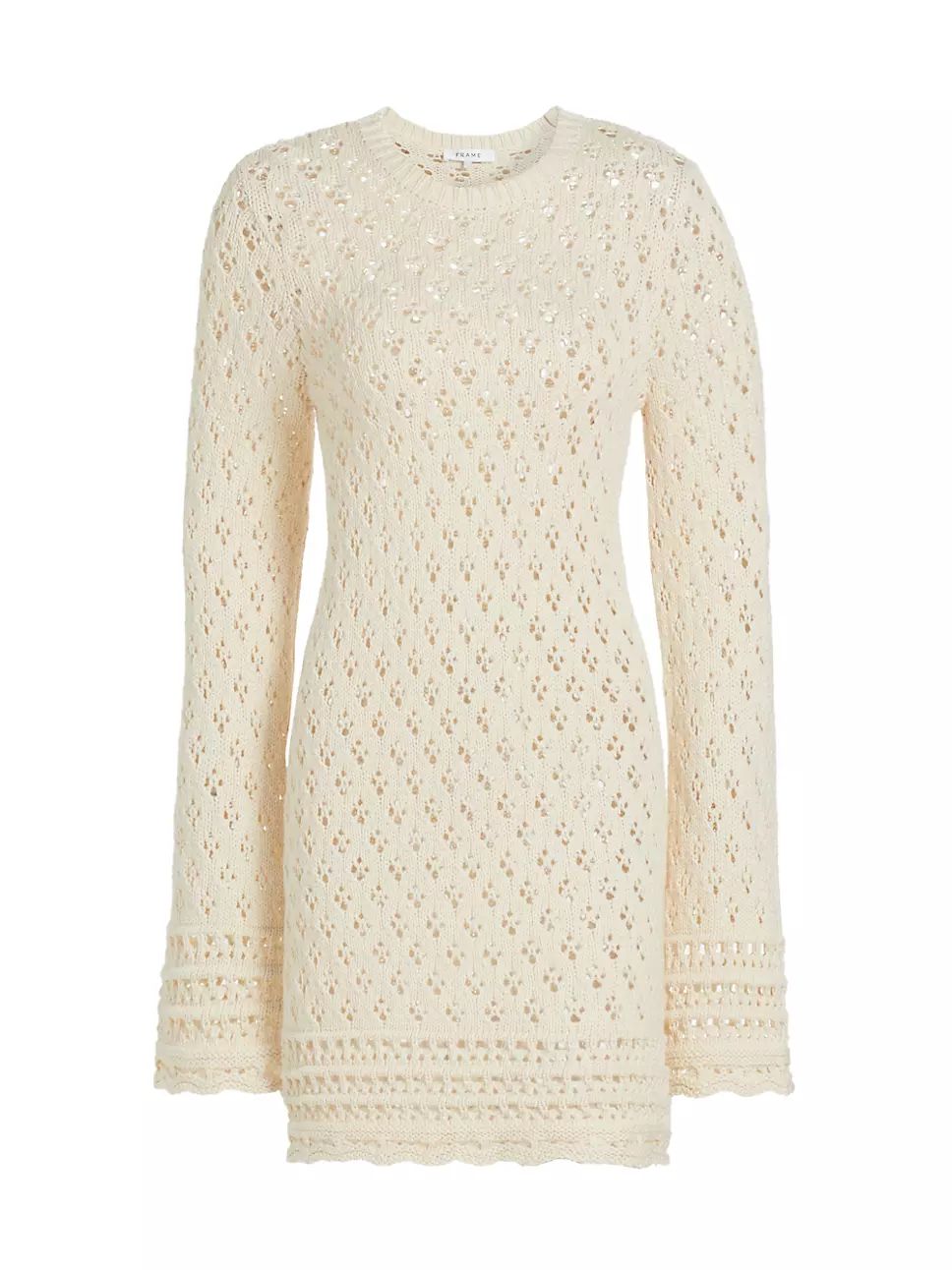 Crochet Long-Sleeve Minidress | Saks Fifth Avenue