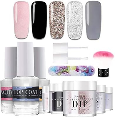 Latorice Dipping Powder Nail starter Kit of 5 color for French Nail Manicure Nail Art Set Essenti... | Amazon (US)