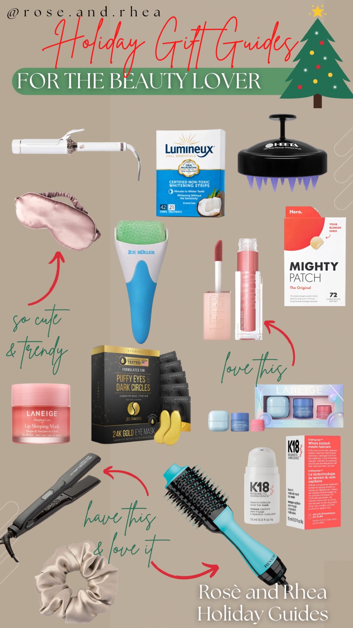 Holiday gift guide for the beauty lover • stocking stuffer • gift basket • white elephant • y2k style • trendy girl • ice roller • lip mask • eye mask • face mask • hair care 

#LTKbeauty #LTKSeasonal #LTKHoliday