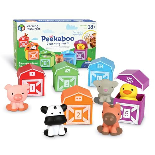Learning Resources Peekaboo Learning Farm - 10 Pieces, Ages 18+ months Toddler Learning Toys, Counting and Sorting Toys, Farm Animals Toys,Stocking Stuffers | Amazon (US)
