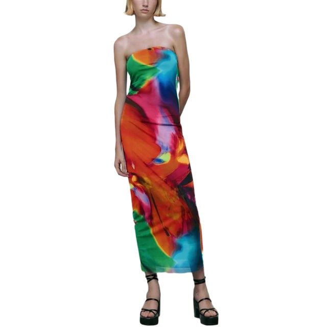 Women'S Strapless Maxi Dress Summer Elegant Sexy Tie-Dye Sleeveless Backless Long Ladies Dresses ... | AliExpress (US)