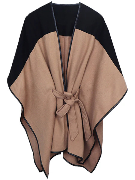 'Kiara' Two-tone Waist Tie Poncho (3 Colors) | Goodnight Macaroon