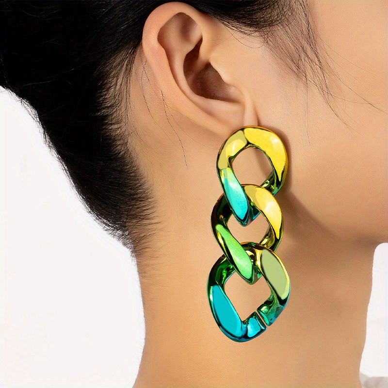 Creative Colorful Acrylic Chain Design Dangle Earrings Retro - Temu | Temu Affiliate Program