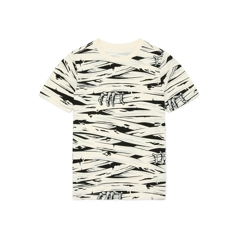 Wonder Nation Boys Halloween Mummy Print Short Sleeve Graphic T-Shirt, Sizes 4-18 and Husky | Walmart (US)