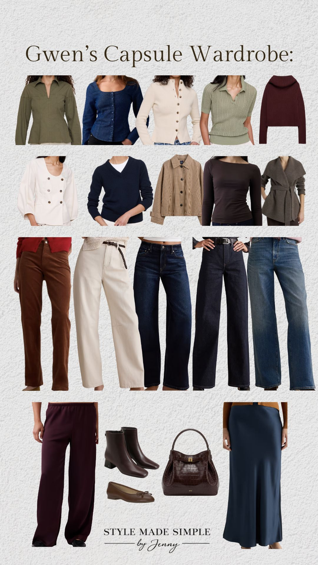 A petite capsule wardrobe for a woman over 50 who wanted her everyday style to feel casual, classy, and put together. 🇨🇦

Gwen is 5’1” with a rectangle body shape and lives in Northern Canada, so I focused on petite-friendly pieces that create gentle waist definition, layer well for a cold climate, and still work through her short warmer season. Everything is practical for everyday life while still feeling polished and age-appropriate without feeling dated.

And for my Canadian girls: I specifically sourced pieces with Canadian shopping links! 🇨🇦

Want a wardrobe created specifically for your body shape, lifestyle, climate, budget, and personal style? Book your custom capsule wardrobe with me at stylemadesimplebyjenny.com.

petite capsule wardrobe, capsule wardrobe over 50, Canadian fashion, Canada shopping links, petite fashion over 50, rectangle body shape outfits, rectangle body type style, casual classy outfits, women over 50 style, petite outfit ideas, cold weather capsule wardrobe, fall winter capsule wardrobe, personal stylist 

 #LTKOver40 #LTKSaleAlert #LTKPetite