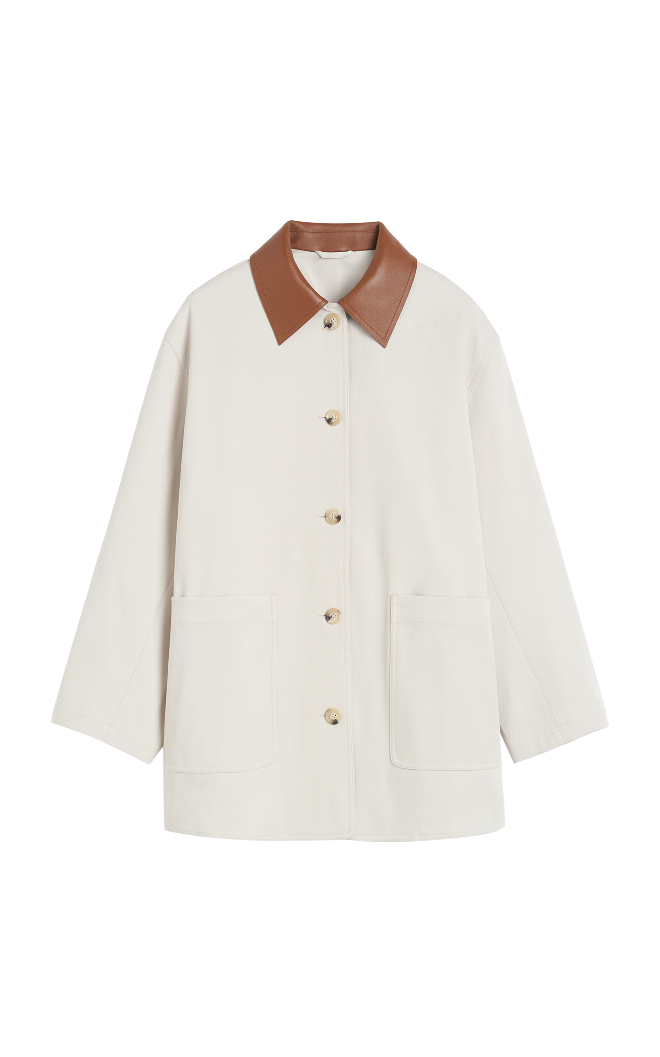 Oversized Leather-Trimmed Cotton Barn Jacket | Moda Operandi (Global)