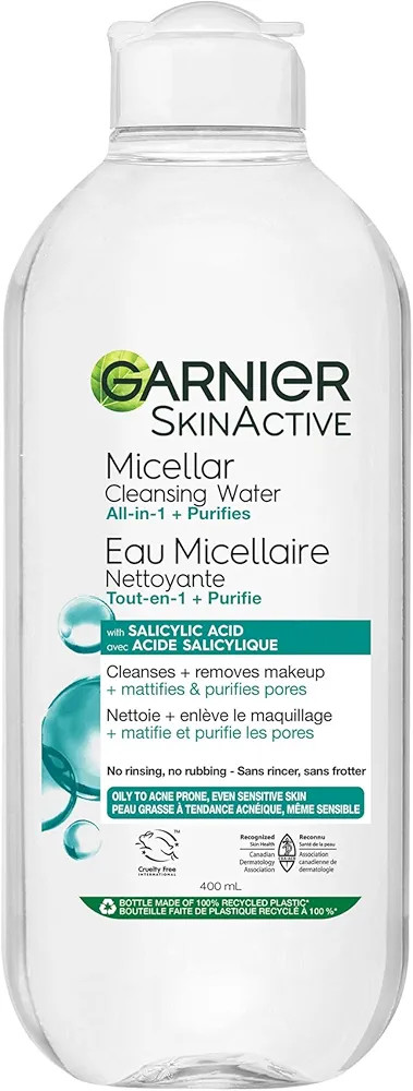 Garnier Micellar Cleansing Water with Salicylic Acid, All-in-One Cleanser, Makeup Remover, Mattif... | Amazon (CA)