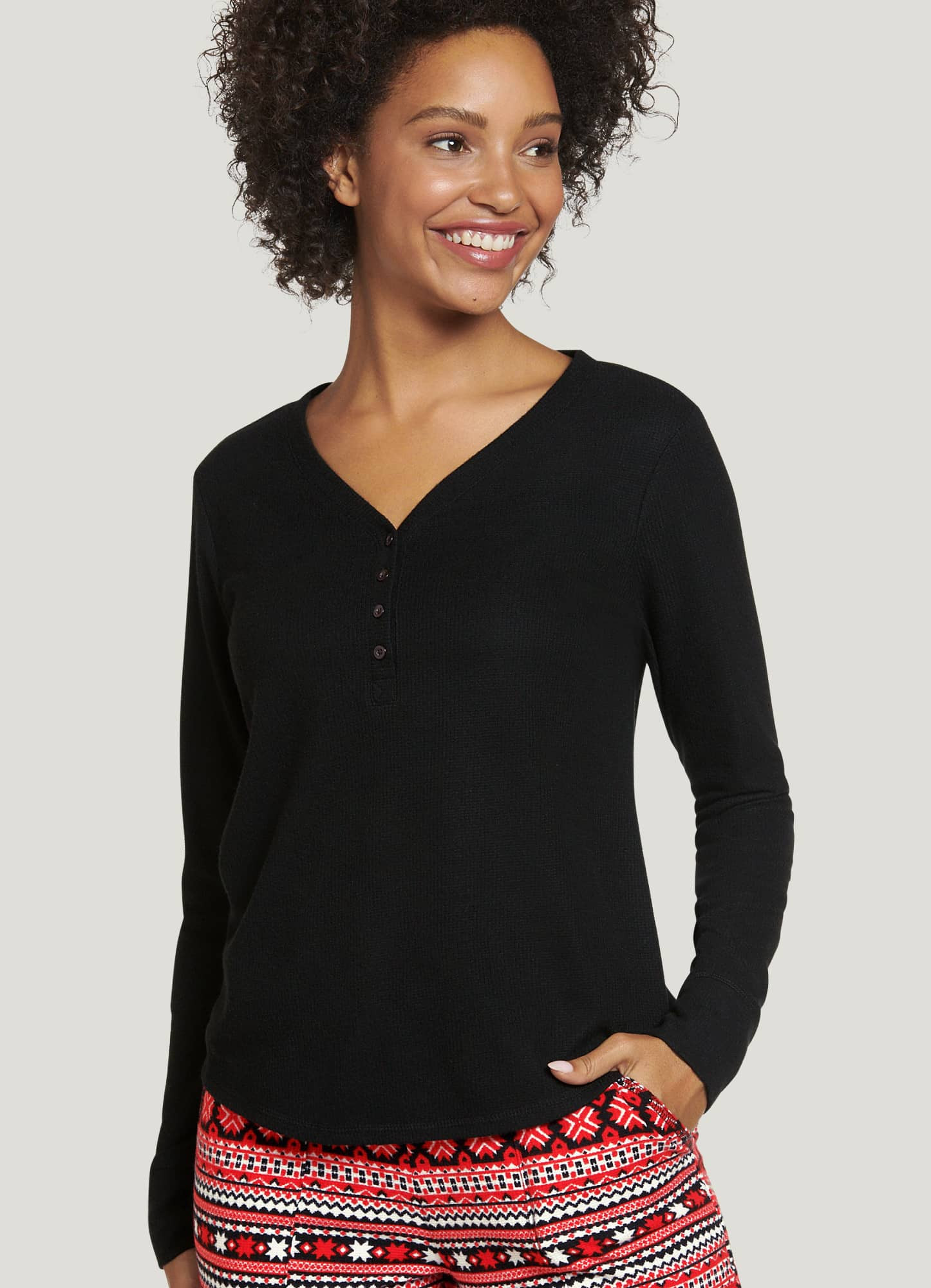 Jockey® Women's Fam Jams Long Sleeve Henley | Jockey