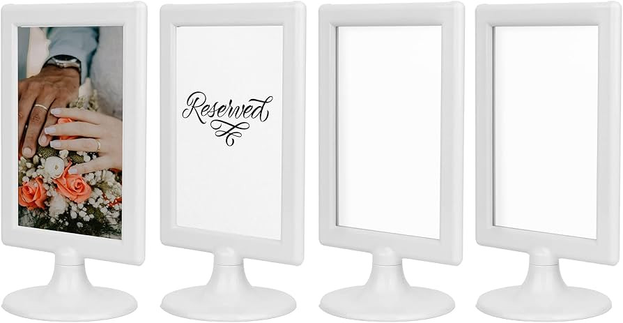 ALBEN Double Sided Standing Picture Frames - (White, 4 count) 4x6 Inch Pedestal Photo Frame with ... | Amazon (US)