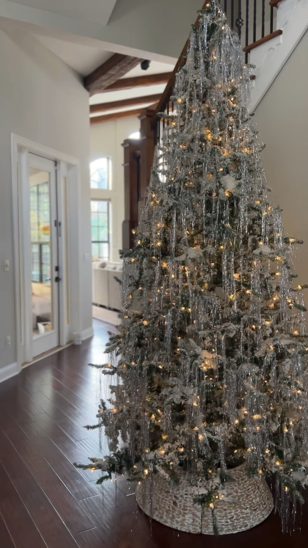 I’ve had & loved this tree for years. Found it currently on sale. It has so many light functions. One of which allows it to listen to background music or sounds and sync to the beat; creating a light show. It’s a cool tree. This year I added icicle tinsel 😵‍💫 

Frasier Hill | flocked Christmas tree | bed bath and beyond | Christmas decor | holiday home 

#LTKVideo #LTKHoliday #LTKSeasonal
