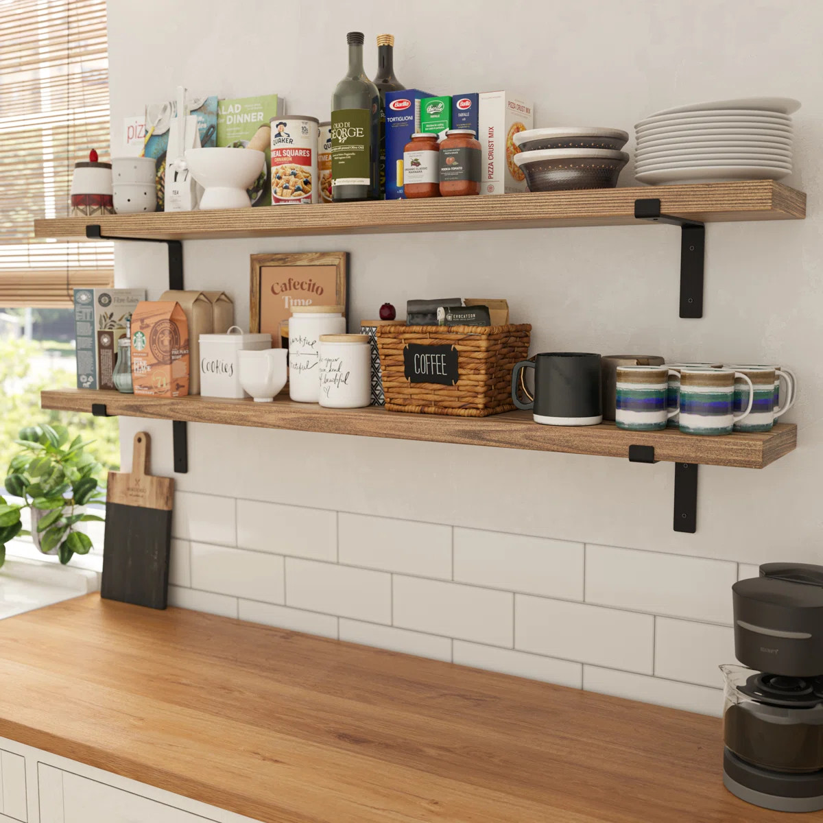 60" X 9.25" Floating Bookshelf For Wall, Kitchen And Home Office Decor, Wooden Shelf, Decorative ... | Wayfair North America