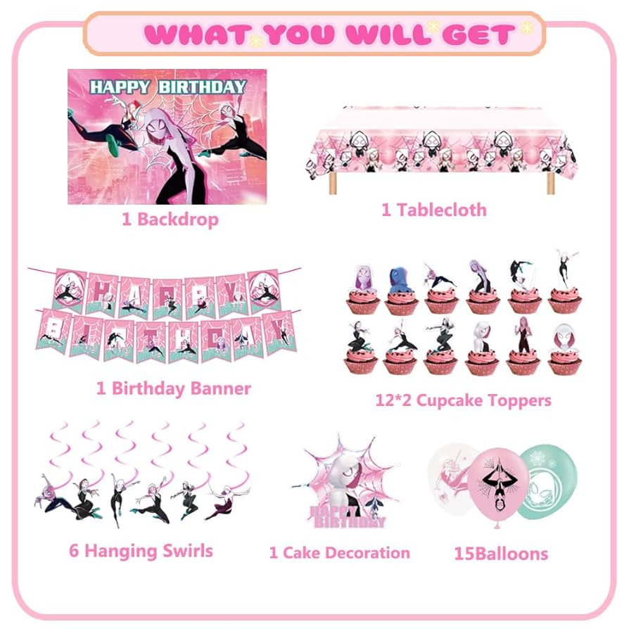 Pink Spider Theme Birthday Party Decorations Supplies, Including Birthday Banner, Backdrop, Hangi... | Amazon (US)