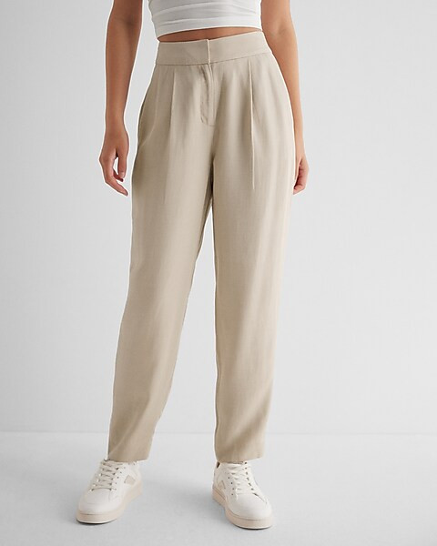 Stylist Super High Waisted Linen-Blend Ankle Pant | Express