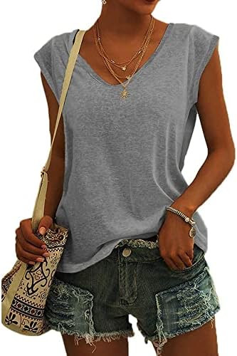 Langwyqu Womens' Cap Sleeve Casual Loose Fit Basic Shirts Tank Tops | Amazon (US)