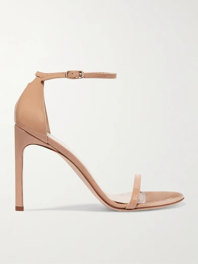 Stuart Weitzman - Nudistsong Patent-leather Sandals - Beige | NET-A-PORTER (US)