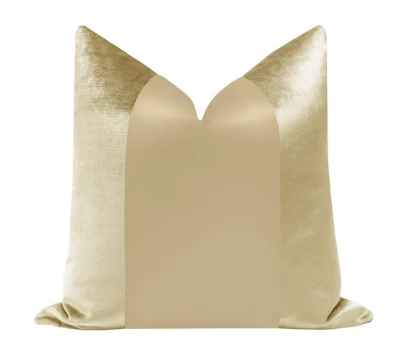 PANEL Monochromatic : Faux Silk Velvet // Champagne | color block | velvet + silk throw pillow | ... | Etsy (US)