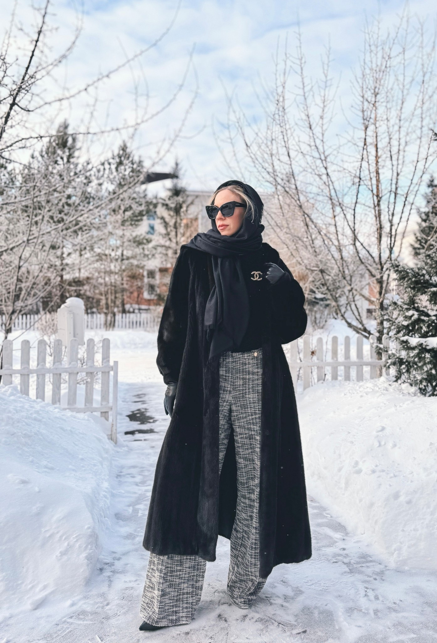 Vintage fur coat, balaclava, tweed wide leg pants, Chanel brooch, winter workwear 

#LTKSeasonal #LTKWorkwear #LTKOver40