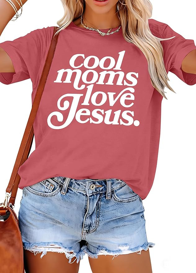 Mama Shirts Mom Life T-Shirts: Women Cool Moms Love Jesus Print Shirt Christian Mother's Gift Cas... | Amazon (US)