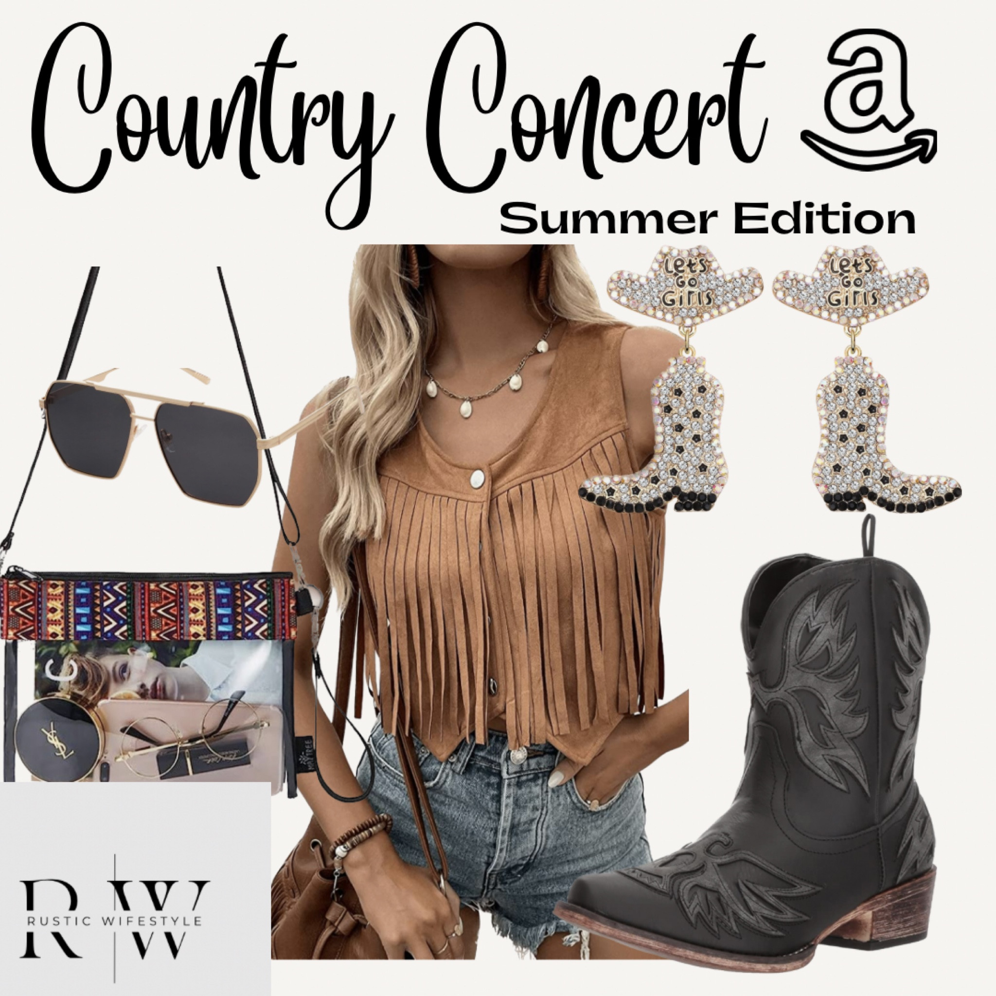 Country concert, boots, cowboy, country, western, black booties, denim cutoffs, fringe vest top, beaded earrings, Amazon fashion #countryconcert #concertoutfit #countryfashion 

#LTKxPrimeDay #LTKFind #LTKstyletip
