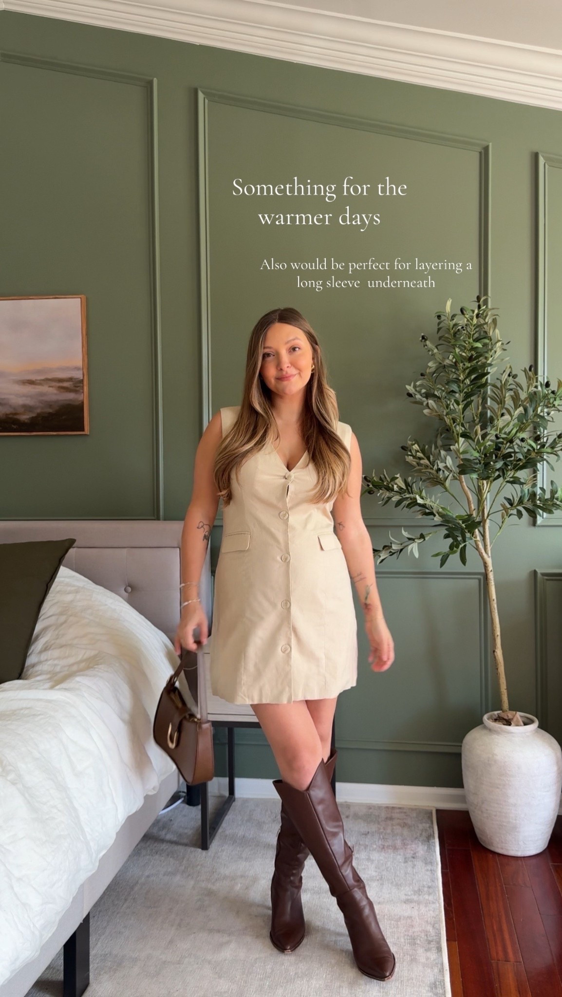 This linen dress is so cute, wearing size medium and just a little tight around the girls but also breastfeeding so they are a bit large and in charge right now! This would be so cute with a long sleeve layered underneath! 

#LTKFindsUnder100 #LTKPetite #LTKStyleTip