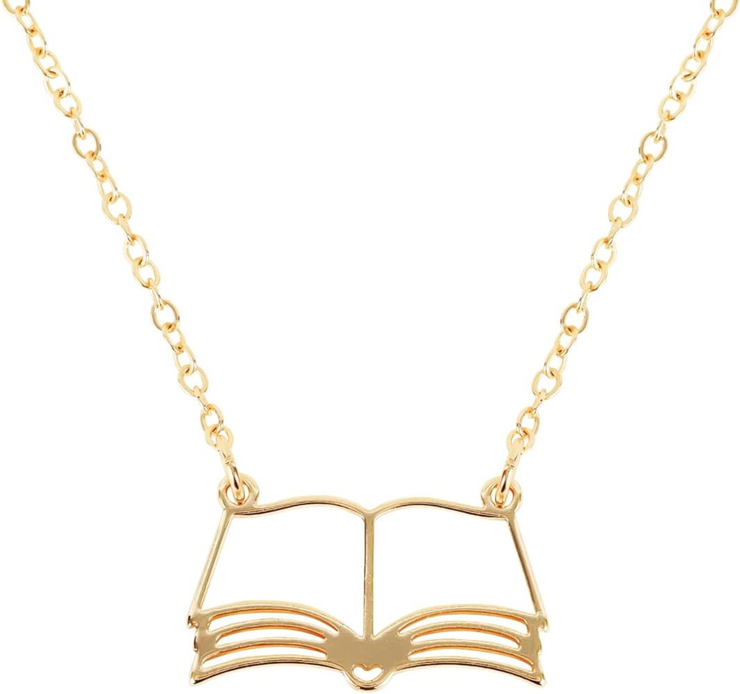 Book Lovers Gifts For Women Book Necklace Open Book Necklace Bookworm Gift Book Gifts Librarian G... | Amazon (US)