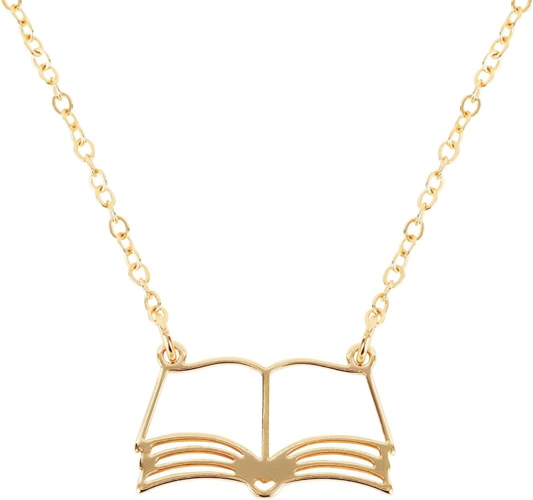 Book Lovers Gifts For Women Book Necklace Open Book Necklace Bookworm Gift Book Gifts Librarian G... | Amazon (US)