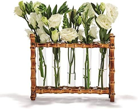 Two's Company Natural Bamboo Vase Includes 5 Glass Tubes | Amazon (US)