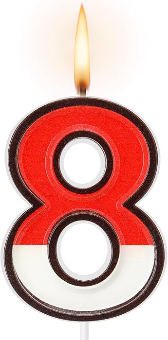 Cartoon Red and White Birthday Cake Candle Numeral Birthday Cake Topper for Animated Decoration C... | Amazon (US)